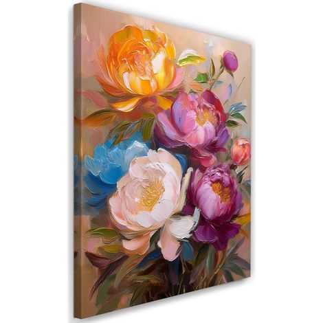 Tableau déco Fleurs de pivoines colorées 60x90 (1/5)