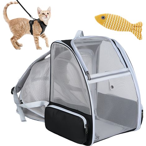 1 Sac à dos pour animaux de compagnie, extensible, imperméable, avec aération et poches latérales, adapté aux chiens et chats petits/moyens (1/5)