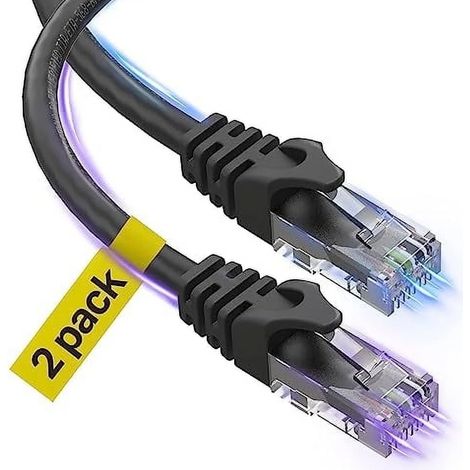 Câble Ethernet Cat6 Ultra Clarity Cables, RJ45, LAN, UTP Cat 6, câble Ethernet, câble réseau, câble Internet pour PS4, PS5, Xbox, cordon Ethernet, noir, 7,6 m (25 pi), lot de 2
