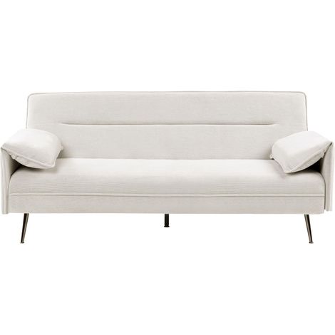 Schlafsofa 3-Sitzer VAYLA Stoff Cremeweiß