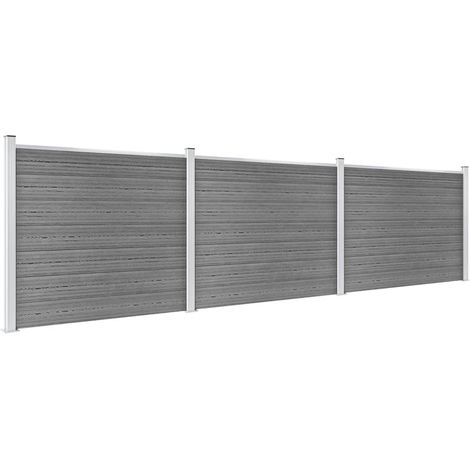 Clôture WPC/Ensemble de Panneau de Clôture,Barrière de jardin 526x146 cm Gris -36523 (1/5)