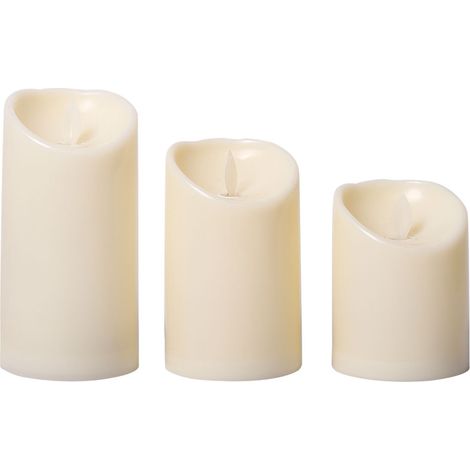 Bougies LED sans flamme, lot de 3, blanc chaud + RVB, vraie cire électrique scintillante, fausse bougie sans flamme (1/5)