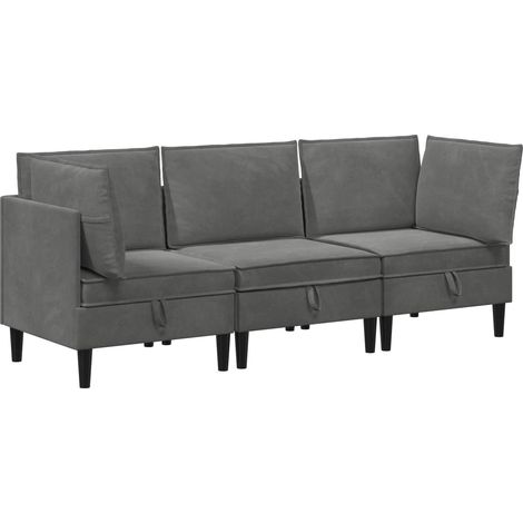 Juego de muebles de salón 3 pcs Gris oscuro Terciopelo vidaXL