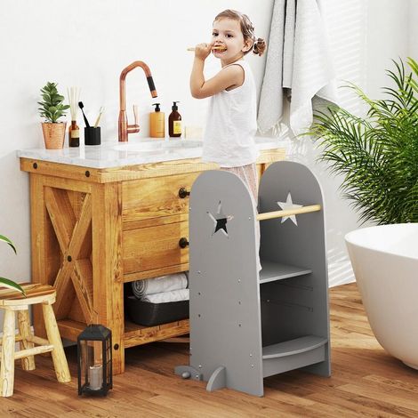 Sécurité 4 côtés pour plus d'autonomie, marchepied enfant tour d'apprentissage 3 en 1 cuisine salle de bain (1/5)