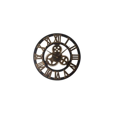 Große 3D-Wanduhr mit goldenem Zahnrad, 30 cm, Vintage-Holz, geräuschlos, Industriestil, römische Ziffern, Steampunk-Wanduhr als Dekoration für Wohnzimmer, Bar, Restaurant