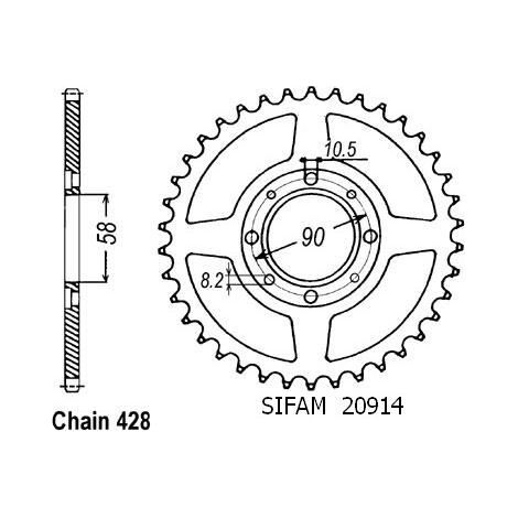 Couronne Cb 125 S/T2/Twin 1979-8 - 428 - 38 Dents - Similaire JTR269