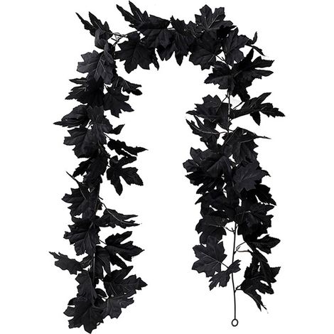 Guirlande Artificielle - Feuilles D'érable Et Roses Noires - 175 cm - Pour Décoration Intérieure Extérieure - Halloween Automne Merci - 1 Pièce (1/5)
