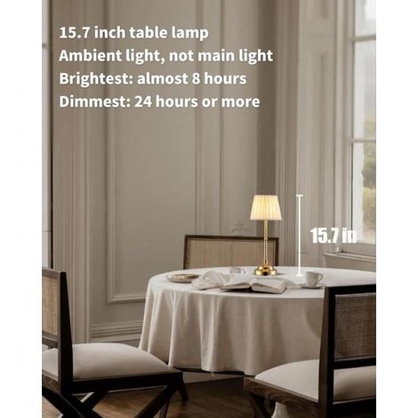 Lámpara de mesa LED inalámbrica recargable con pantalla de tela, iluminación ambiental para dormitorio, portátil (1/5)