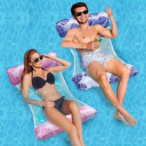Zweiteilige schwimmende Hängematte, aufblasbare Poolhängematte, faltbare schwimmende Hängematte, tragbarer schwimmender Poolliegestuhl (1/5)