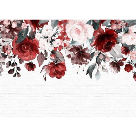 Papier peint panoramique floral pour chambre Tapisserie panoramique idéale pour salon Papier peint panoramique nature motif floral (1/4)