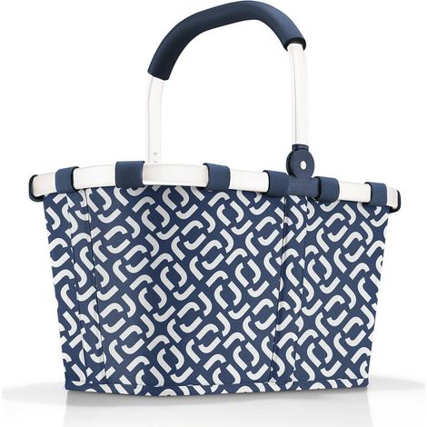 cabas courses avec cadre aluminium stable, poignée rabattable, poche intérieure zippée, pliable, capacité 22l, polyester, déperlant, navy (1/5)