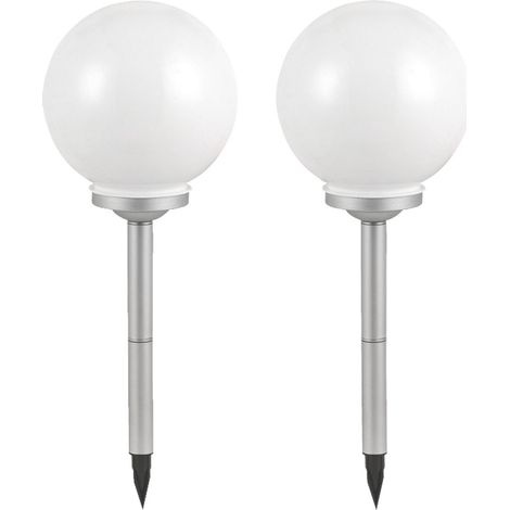 Solarlampen für Außen Kugeln Garten Kugelleuchten Außen Set Solar Gartenlampen Solar Kugeln, mit Erdspieß in weiß, 4x LED, 25 cm, 2er Set