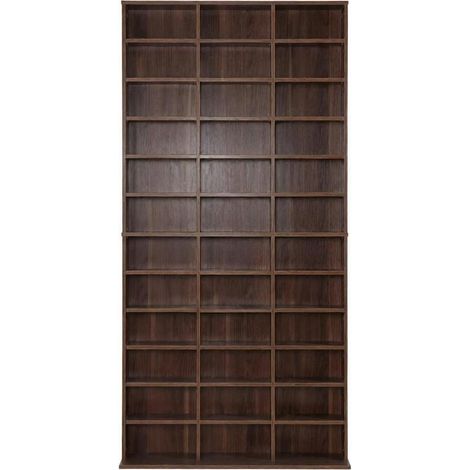 Étagère haute moderne en MDF marron pour CD et DVD avec 36 compartiments réglables (1/5)