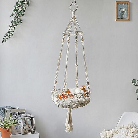 Hanging Cat Hammock - Indoor Cat Bed, Cat Swing, Cat Nest, Gift for Cat Lovers (without mat) (1/4)