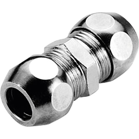 RACCORDO DIRITTO INTERMEDIO A TENUTA PTFE PER TUBO RAME CROMATO SERIE 6900 3/8 ø10 PETTINAROLI