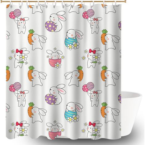 Rideau de douche 180x180 avec anneaux cache baignoire pour baignoire d’angle (1/5)