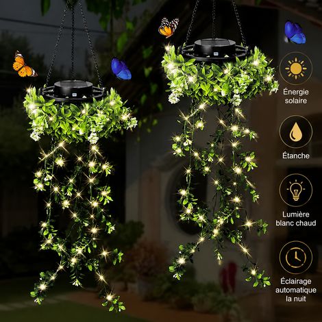 Suspension solaire d'extérieur panier lierre artificiel LED réf 4676 18 × 18 × 15 cm 500 g – Livraison gratuite
