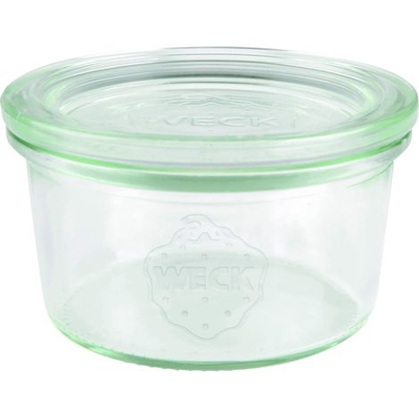 Weck 12 vasetti in vetro da 165 ml (vetro monouso, con coperchio in vetro per conservazione resistente al calore adatto al microonde adatto al forno vetro con bordo rotondo) 976 (1/5)