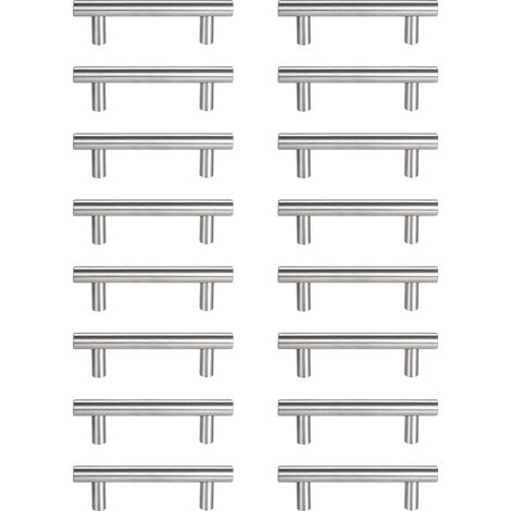 Poignée en acier inoxydable pour porte de placard de cuisine, poignée de meuble moderne, poignée de tiroir, argentée, lot de 16 (1/5)