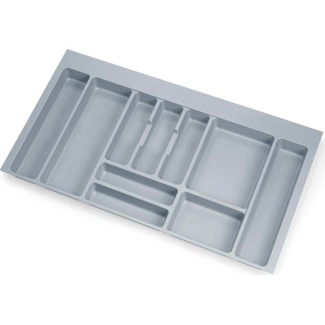 1 - Range Couverts - Organiseur Tiroir - Ajustable Pour Module 90cm - Plastique Gris - 83,6x48,2cm (1/5)
