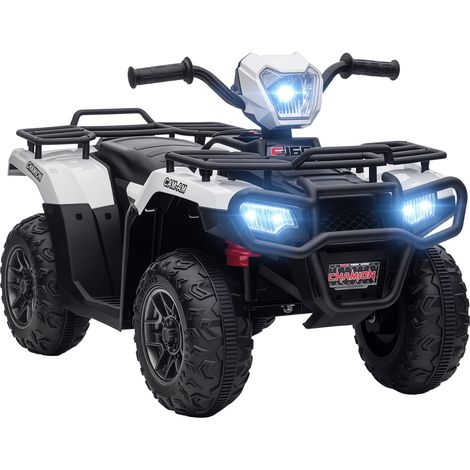 HOMCOM 12V Electric Quad Bike for Kids, Ride-On ATV w/ Forward, Reverse Functions White