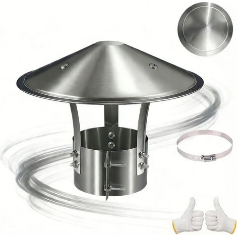 Chapeau De Cheminée Rond Inox 180mm - Acier Inoxydable 201 - Réglable Anti Pluie Et Vent - Pour Fumisterie Et Poêle (1/5)