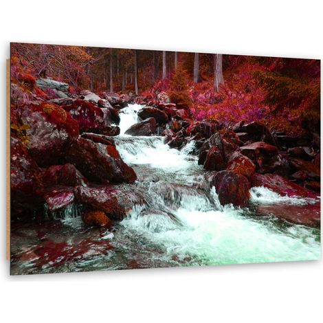 Quadro deco panel, Torrente di montagna in rosso - 120x80 (1/5)