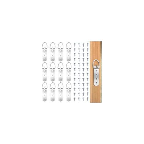 Set di 12 ganci portafoto resistenti con anello a D per specchi, con 48 robuste viti a 4 fori per appendere cornici e opere d'arte.