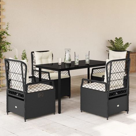 vidaXL 5 Piece Garden Dining Set with Cushions Black Poly Rattan (1/5)