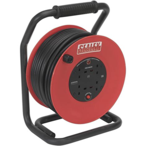 Sealey 50m Heavy-Duty Cable Reel with Thermal Trip 4 x 230V CR25025 (1/2)