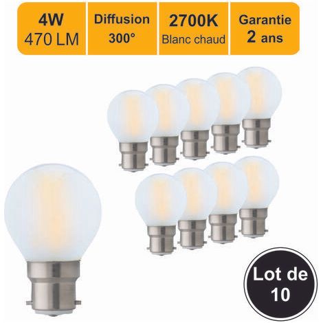 Konvolut von 10 LED-Filamentampullen B22 4W 470Lm 2700K - 2 Jahre Garantie