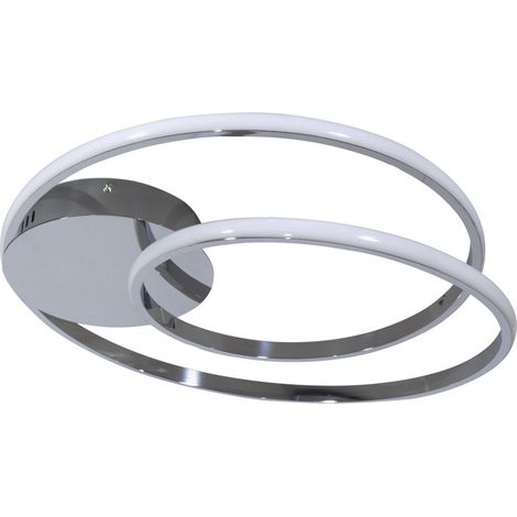 Plafoniera in metallo e alluminio Cromo Lucido con LED integrato 46x h7 cm (1/2)