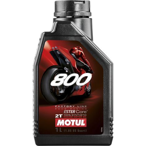 Aceite de motor Motul 800 2T sintético para competición en carretera, línea Factory, 1 litro.