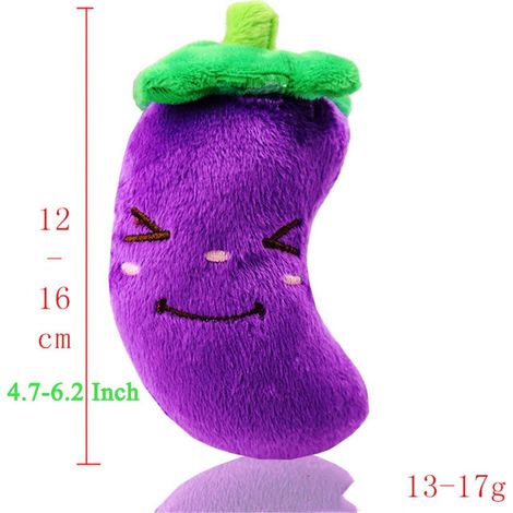 Jouet Chien Squeaky - Peluche Dentition Pour Chiot Et Petit Chien - Forme Légume Fruits - Violet - 14 x 7 x 3 cm - 1 Pièce (1/2)