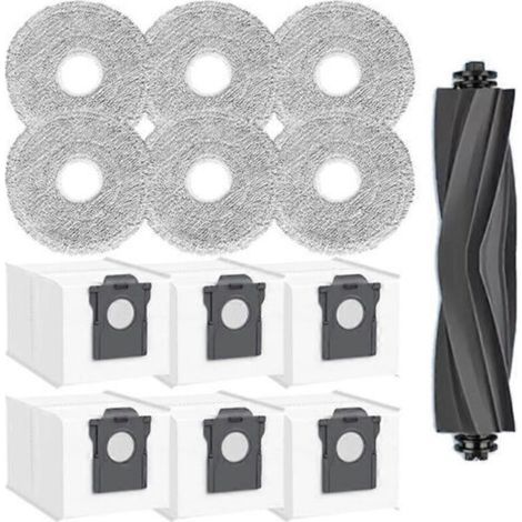 Set mit Ersatzteilen für den Dreame MOVA E40 Ultra Staubsauger: Hauptbürste, Reinigungstücher, Staubbeutel.