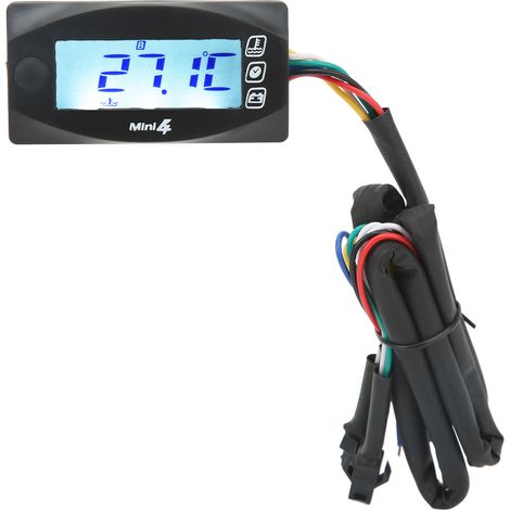 4-in-1 Motorradinstrument mit digitalem LCD-Display, 12 V Gleichstrom: Voltmeter, Öl-/Wasserthermometer, Uhr, Öldruckanzeige, M14x1,5-Sensor, universell, digitale Anzeige, motorradkompatibel (1/5)