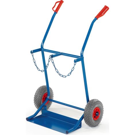 Rollcart Stahlflaschenkarre 100kg Traglast für 2 Flaschen a 20 Liter Luftbereifung