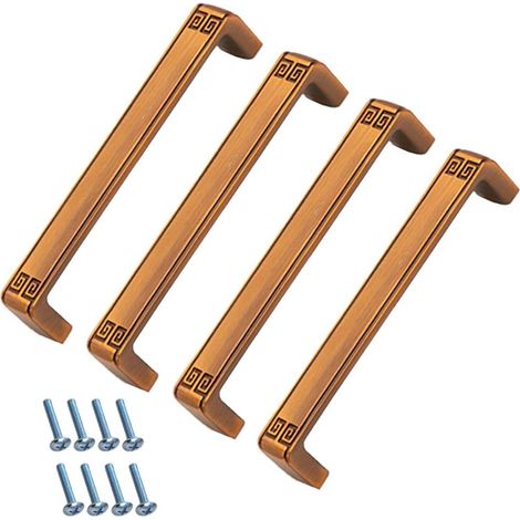 4 maniglie per mobili in oro, maniglie per cucina in ottone spazzolato, centro foro 128 mm
