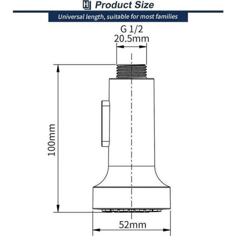 Douchette robinet évier - - Press Down Pro - 2 fonctions (jet/mousseur) - Raccord 1/2'' - Argent (1/5)