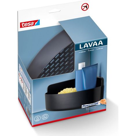 Tesa Lavaa cesta de ducha de esquina negro mate
