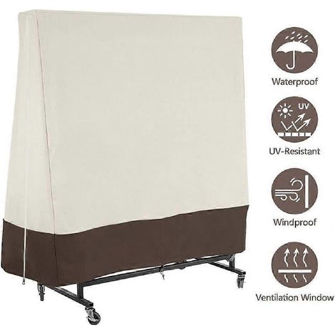 Housse de ping-pong d'intérieur/extérieur imperméable en tissu Oxford beige et marron (1/3)