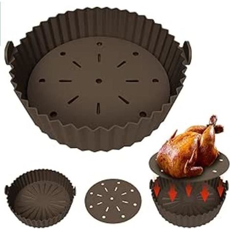 Doublure de friteuse en silicone réutilisable - FOLAYA - 9,5 Pouces - Accessoires de Friteuses - Gris (1/4)