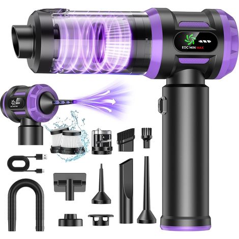 Aspirateur Voiture sans Fil 27000Pa Aspirateur à Main 5-en-1 avec Moteur Sans Brosse, 3 Vitesses, Mini Aspirateur Portable avec Écran LED Idéal pour Poils d’Animaux, Auto, Maison (1/5)