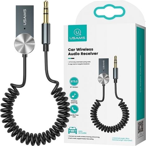 Adaptador de audio USB-AUX Bluetooth 5.0 Usams gris/deslustrado SJ464JSQ01 (US-SJ464) (1/5)
