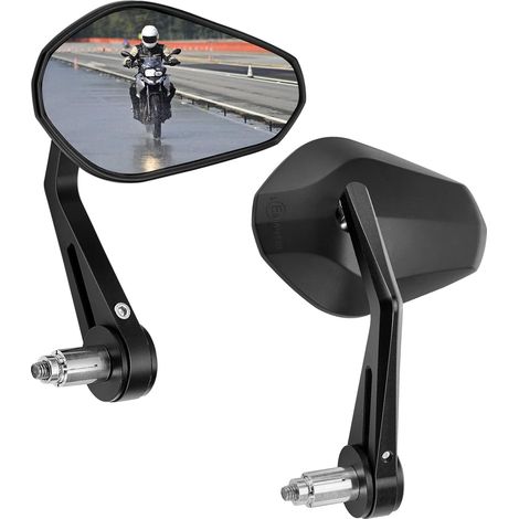 E9 Rétroviseurs Moto de Guidon, Lot de 2 Rétroviseurs Latéraux Moto Universel avec E-mark 7/8" 22m Embouts de Guidon (1/5)