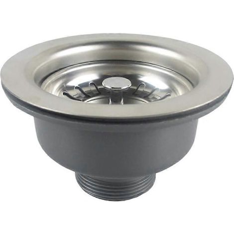 Bonde d'évier sans trop-plein, panier en acier inoxydable 110 mm (1 pouce), acier inoxydable + ABS, bonde + panier (1/5)