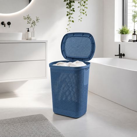 Wäschekorb + Deckel 58 Liter -02710390-blau (1/5)