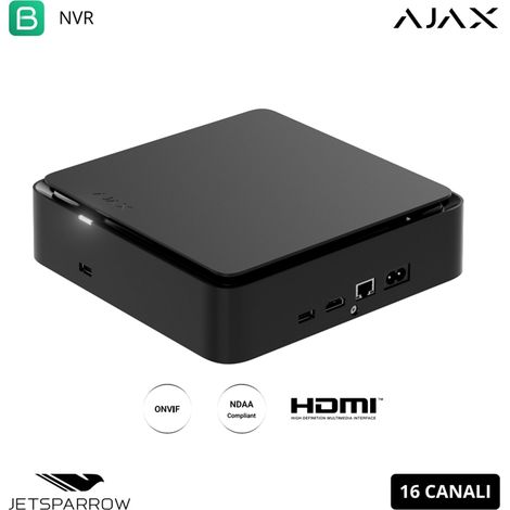 Grabador de vídeo en red Ajax Baseline de 16 canales y 4K, HAC, con HDMI y USB, color negro