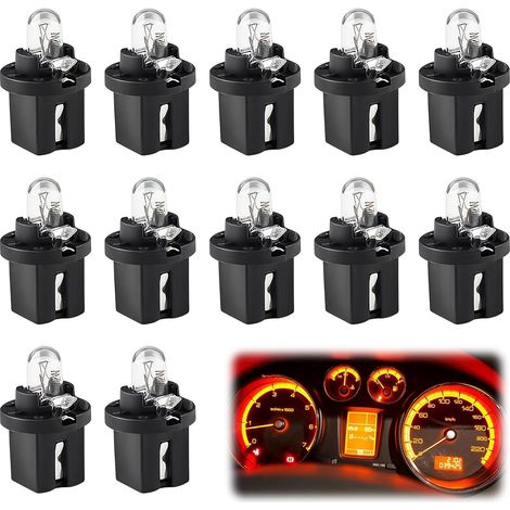 12pcs Ampoules LED T5 pour Tableau de Bord, Éclairage Intérieur Voiture, Ampoules Jaune Clair 12V 2W, Universelles pour Automobile