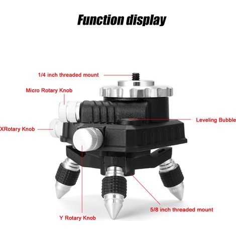 Base Rotative 360° en Aluminium (Interface 1/4") - Support à Réglage Fin pour Niveau Laser (1/5)
